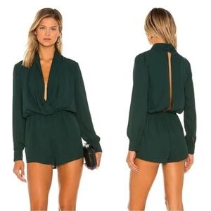 Superdown Kaycie Drape Neck Romper - Emerald